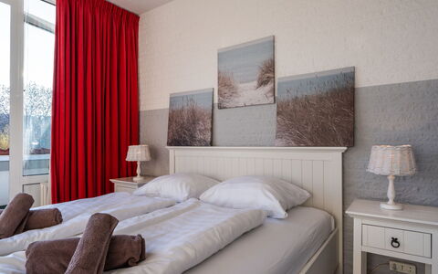 Beach House Bruinisse: Furniture, Bed, Bedroom, Interior Design, Bed Sheet, Bedding, Wood, Linens, Floor, Flooring
