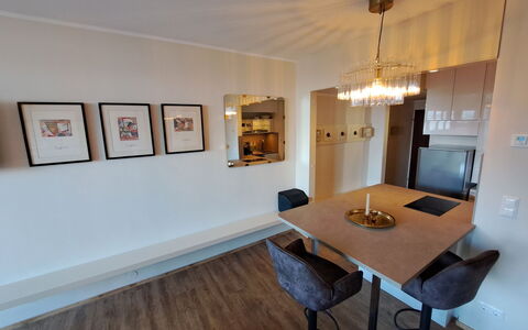 Studio Landskron Seezugang: Furniture, Interior Design, Flooring, Floor, Wood, Ceiling, Light Fixture, Lighting, Room, Wood Flooring