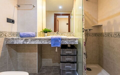 St Carles de la Ràpita 300: Plumbing Fixture, Flooring, Sink, Interior Design, Bathroom, Bathroom Sink, Countertop, Floor, Tap, Plumbing