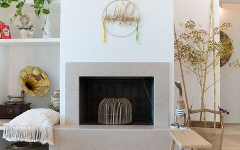 Lacorte di Ninetta: Interior Design, Hearth, Flooring, Furniture, Room, Living Room, Natural Material, Wood Flooring, Picture Frame, Fireplace