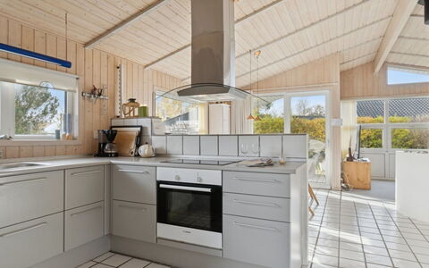 Yma - 250M from the Sea: Kitchen, Countertop, Flooring, Kitchen Appliance, Interior Design, Wood, Floor, Cabinetry, Major Appliance, Home Appliance