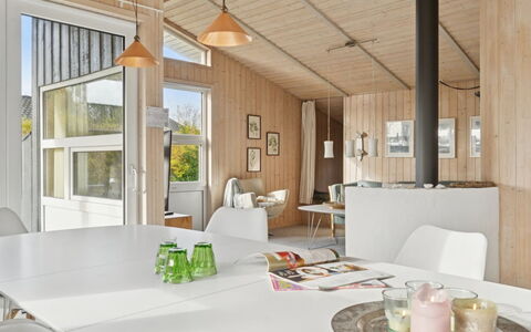 Yma - 250M from the Sea: Interior Design, Ceiling, Floor, Flooring, Kitchen & Dining Room Table, Light Fixture, Room, Dining Room, Chair, Living Room