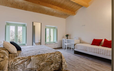 Zena Apartment: Furniture, Interior Design, Wall, Bed, Flooring, Floor, Bedroom, Wood, Ceiling, Room