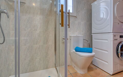 La Marquesa: Laundry Room, Plumbing Fixture, Shower Head, Property, Toilet Seat, Toilet, Bathroom, Blue, Shower