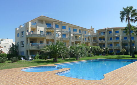 Las Dunas: Building, Sky, Plant, Water, Property, Window, Azure, Tree, Swimming Pool, Body Of Water