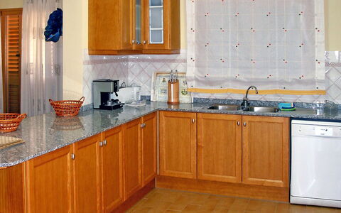 Villa Corona: Cabinetry, Countertop, Kitchen, Room, Furniture, Property, Interior Design, Floor, Building, Tile