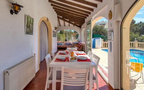 Marina: Table, Furniture, Property, Chair, Wood, Interior Design, Floor, Porch, Tree, Real Estate