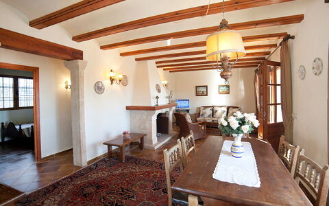 Els Pins: Room, Property, Ceiling, Building, Interior Design, Furniture, Dining Room, House, Floor, Beam