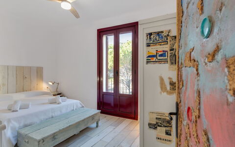 Bright & Artistic: Furniture, Interior Design, Flooring, Wall, Floor, Bedroom, Bed, Wood, Ceiling, Room