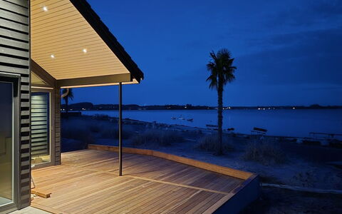 Catalina - 30M from the Sea: Wood Flooring, Deck, Hardwood, Plank, Shade, Evening, Boardwalk, Porch, Walkway, Siding