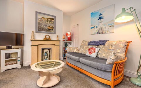 Mumbles Cottage: Flooring, Plumbing Fixture, Bathroom, Interior Design, Wood, Floor, Plumbing, Lighting, Tap, Furniture