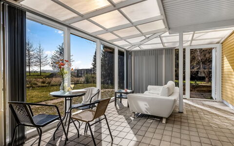 Senija - 6.5Km from the Sea: Home, Chair, Shade, Glass, Porch, Outdoor Structure, Yard, Outdoor Furniture, Patio, Design
