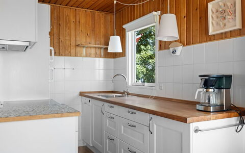 Rajna - 30M from the Sea: Flooring, Kitchen, Countertop, Wood, Cabinetry, Interior Design, Kitchen Appliance, Floor, Furniture, Plumbing Fixture