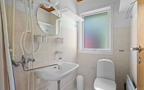 Rajna - 30M from the Sea: Bathroom, Bathroom Sink, Plumbing Fixture, Wall, Toilet, Sink, Toilet Seat, Interior Design, Flooring, Floor