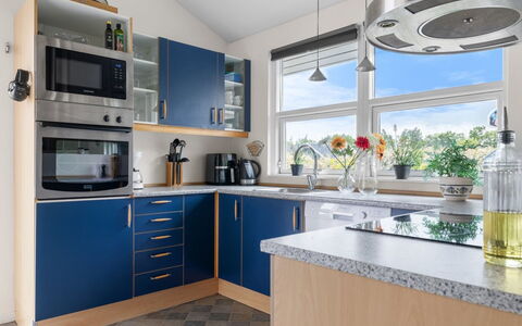 Moa - 350M from the Sea: Countertop, Kitchen, Furniture, Interior Design, Cabinetry, Kitchen Appliance, Flooring, Ceiling, Major Appliance, Lighting