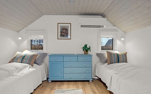 Solvejg - 280M from the Sea: Furniture, Interior Design, Flooring, Floor, Bedroom, Wood, Ceiling, Bed, Room, Lighting