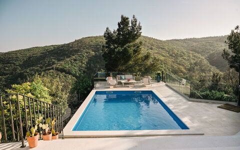Villa Bogijeva Cliff House, Stunning View: Blue, Swimming Pool, Leisure, Composite Material, Resort, Eco Hotel, Shade, Water Feature, Resort Town, Outdoor Furniture