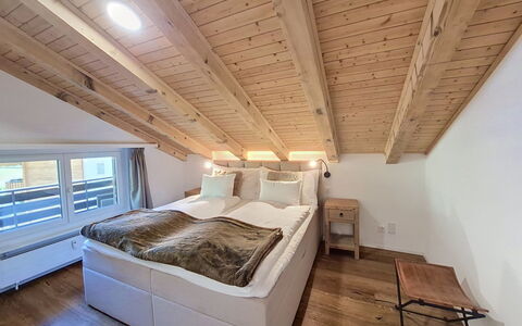 Chez Gredia: Ceiling, Interior Design, Room, Hardwood, Bedroom, Wood Stain, Wood Flooring, Attic, Bed, Bed Frame