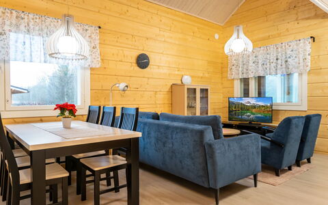 Joutsenranta: Interior Design, Wood, Furniture, Flooring, Ceiling, Home, Floor, Lighting, Room, Living Room