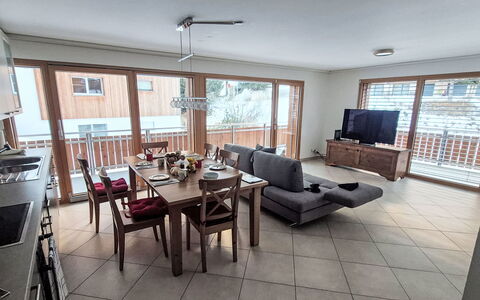 Perrine: Flooring, Floor, Furniture, Wood, Interior Design, Ceiling, Wood Flooring, Kitchen & Dining Room Table, Room, Couch