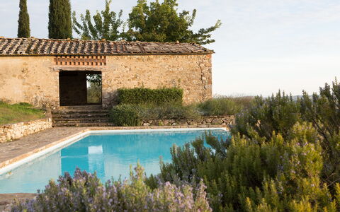 Podere Sangiovese, Pool and View in Chianti: Land Lot, Farmhouse, Cottage, Estate, Landscaping, Stone Wall, Villa