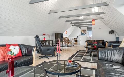 Siljana - 200M from the Sea: Ceiling, Furniture, Flooring, Interior Design, Lighting, Floor, Attic, Couch, Room, Living Room
