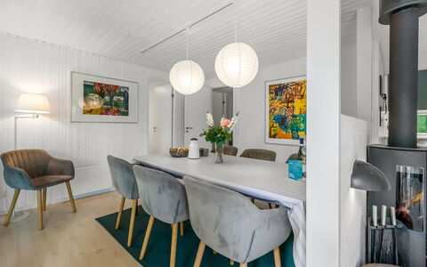 Simjanka - 800M from the Sea: Furniture, Interior Design, Flooring, Floor, Wood, Ceiling, Light Fixture, Table, Dining Room, Kitchen & Dining Room Table