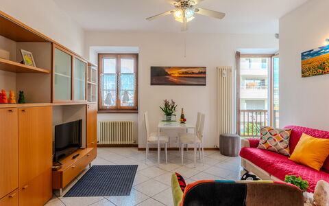 Arcobaleno House Gardalake: Furniture, Interior Design, Flooring, Room, Floor, Wood, Couch, Ceiling, Living Room, Picture Frame
