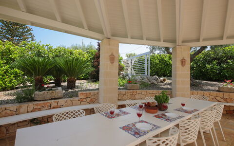 Trulli Retreat, Pool, Locorotondo: Furniture, Chair, Outdoor Furniture, Garden, Table, Shade, Outdoor Table, Flagstone, Outdoor Structure, Backyard
