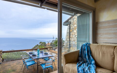 Stella Marina Apartment with Pool, Porto Santo Ste: Furniture, Sea, Chair, Balcony, Ocean, Eco Hotel, Resort, Coast, Kitchen & Dining Room Table, Coffee Table