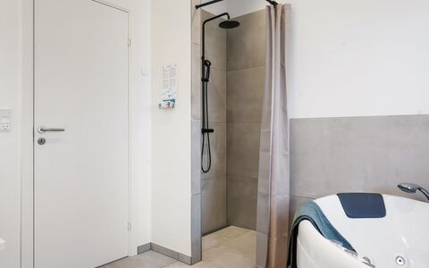 Marten - 500M from the Sea: Flooring, Floor, Interior Design, Plumbing Fixture, Ceiling, Room, Bathroom, Plumbing, Door, Apartment