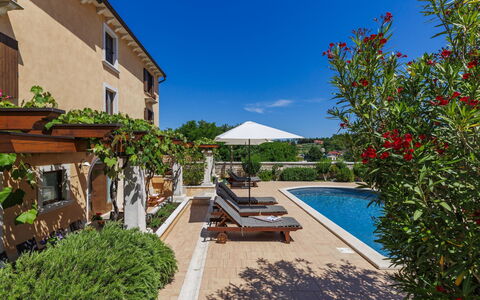 Villa Christina: Swimming Pool, Outdoor Furniture, Furniture, Resort, Umbrella, Chair, Garden, Estate, Landscaping, Shade