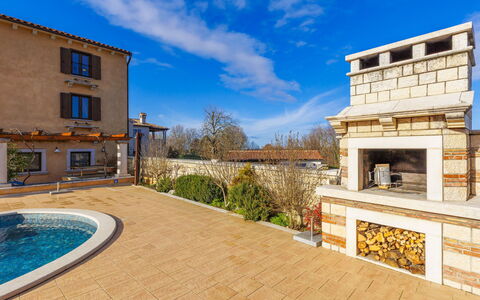 Villa Christina: Swimming Pool, Composite Material, Garden, Backyard, Outdoor Furniture, Landscaping, Estate, Flagstone, Tile, Patio