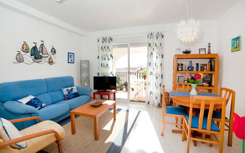 Calpe Calp 971: Living Room, Room, Furniture, Property, Interior Design, Blue, Building, Table, House, Yellow