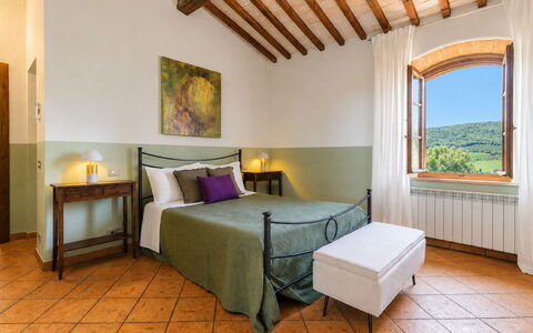 Podere Peteglia: Interior Design, Furniture, Ceiling, Flooring, Room, Bedroom, Bed Frame, Bed, Bedding, Linens
