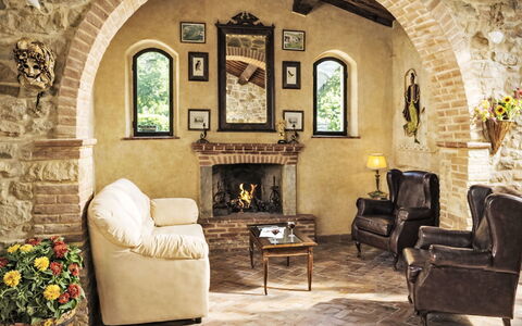 Il Cottage Roccaio: Furniture, Interior Design, Wall, Wood, Flooring, Living Room, Couch, Chair, Lighting, Floor