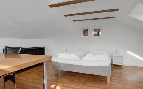 Talida - 500M from the Sea: Furniture, Interior Design, Flooring, Floor, Wood, Ceiling, Bed, Lighting, Room, Bedroom