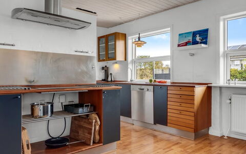 Talida - 500M from the Sea: Flooring, Kitchen, Kitchen Appliance, Wood, Major Appliance, Floor, Interior Design, Countertop, Cabinetry, Home Appliance