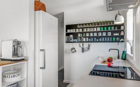 Sointu - 300M from the Sea: Kitchen Appliance, Kitchen, Shelf, Shelving, Major Appliance, Interior Design, Countertop, Furniture, Home Appliance, Cabinetry