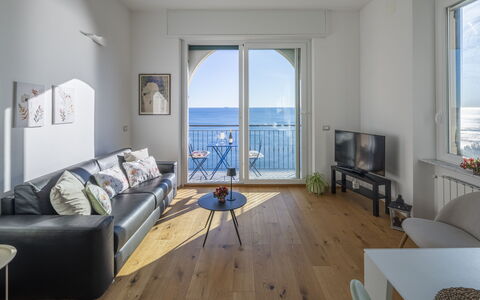 La Casa di Martina, Amazing Seaview: Sea, Floor, Flooring, Ocean, Wood Flooring, Balcony, Coast, Hardwood, Wood Stain, Chair