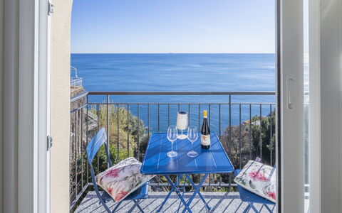 La Casa di Martina, Amazing Seaview: Blue, Sea, Furniture, Coastal And Oceanic Landforms, Balcony, Coast, Ocean, Outdoor Furniture, Chair, Beach
