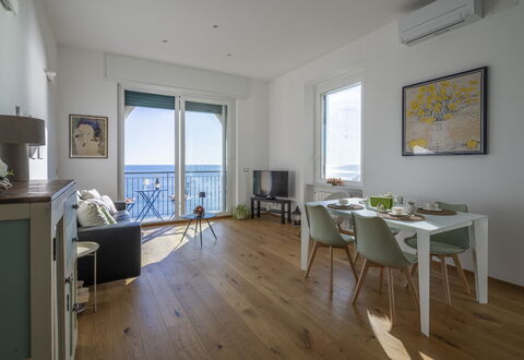 La Casa di Martina, Orizzonte Mare: Furniture, Flooring, Floor, Wood, Interior Design, Table, Chair, Kitchen & Dining Room Table, Sea, Wood Flooring