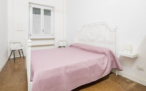 La Casa di Bruno, Terrace, in the Heart of Genova: Bed, Bedroom, Bed Sheet, Bedding, Interior Design, Floor, Linens, Flooring, Furniture, Room