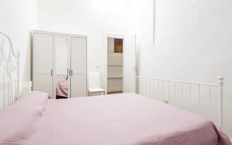 La Casa di Bruno, Terrace, in the Heart of Genova: Wall, Interior Design, Bedroom, Bed, Floor, Furniture, Flooring, Bed Sheet, Room, Bedding
