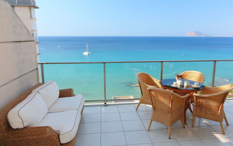 Sotavento: Water, Sky, Furniture, Chair, Blue, Azure, Outdoor Furniture, Shade, Wood, Interior Design