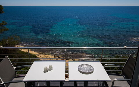 Brisa al Mar: Water, Sky, Table, Property, Cloud, Furniture, Window, Light, Chair, Azure