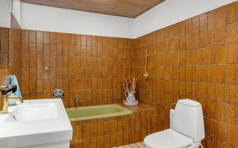 Noreen - 500M from the Sea: Flooring, Plumbing Fixture, Floor, Interior Design, Bathroom, Tile, Brown, Tap, Sink, Plumbing
