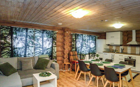 Villa Vilho: Furniture, Wood, Interior Design, Home, Flooring, Room, Ceiling, Floor, Living Room, Log Cabin
