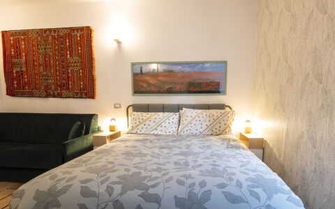 Studio T: Bed, Furniture, Interior Design, Bedding, Bedroom, Bed Sheet, Wall, Floor, Room, Flooring