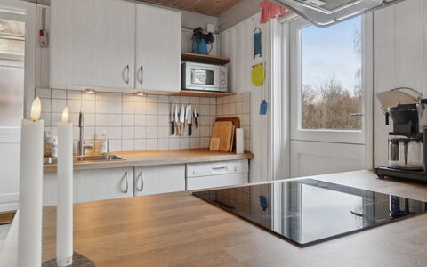 Selinda - 250M from the Sea: Kitchen, Countertop, Kitchen Appliance, Interior Design, Flooring, Wood, Major Appliance, Ceiling, Furniture, Floor